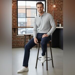 Lands end Navy Pants traditional 5 pockets